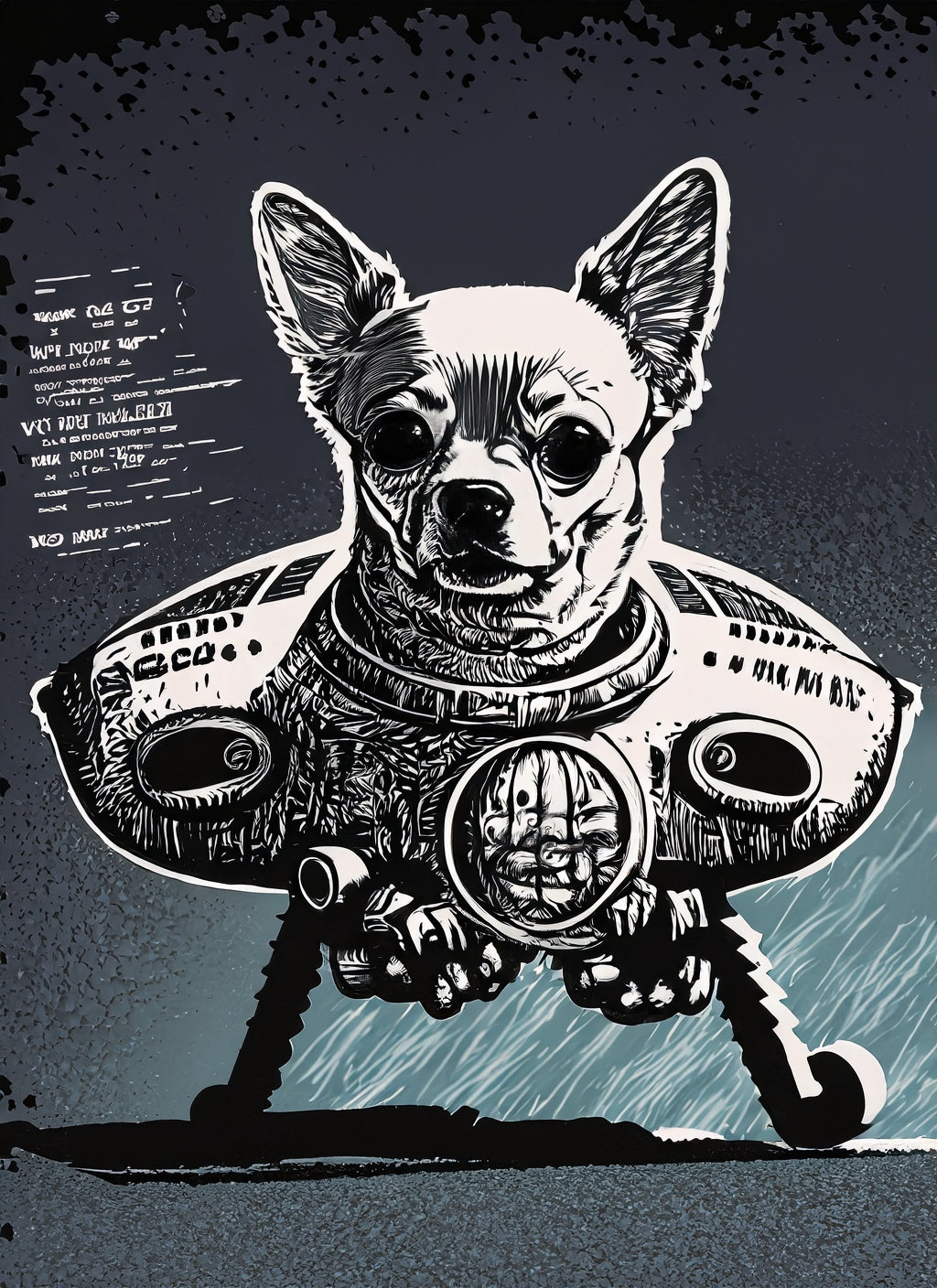 A chihuahua flying a spaceship representaing an agile perfomance based adverting option